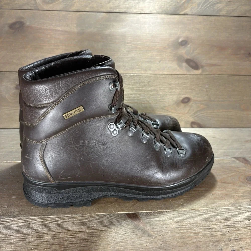 ll bean cresta mens size 10 wide shoes brown leather waterproof hiking boots
